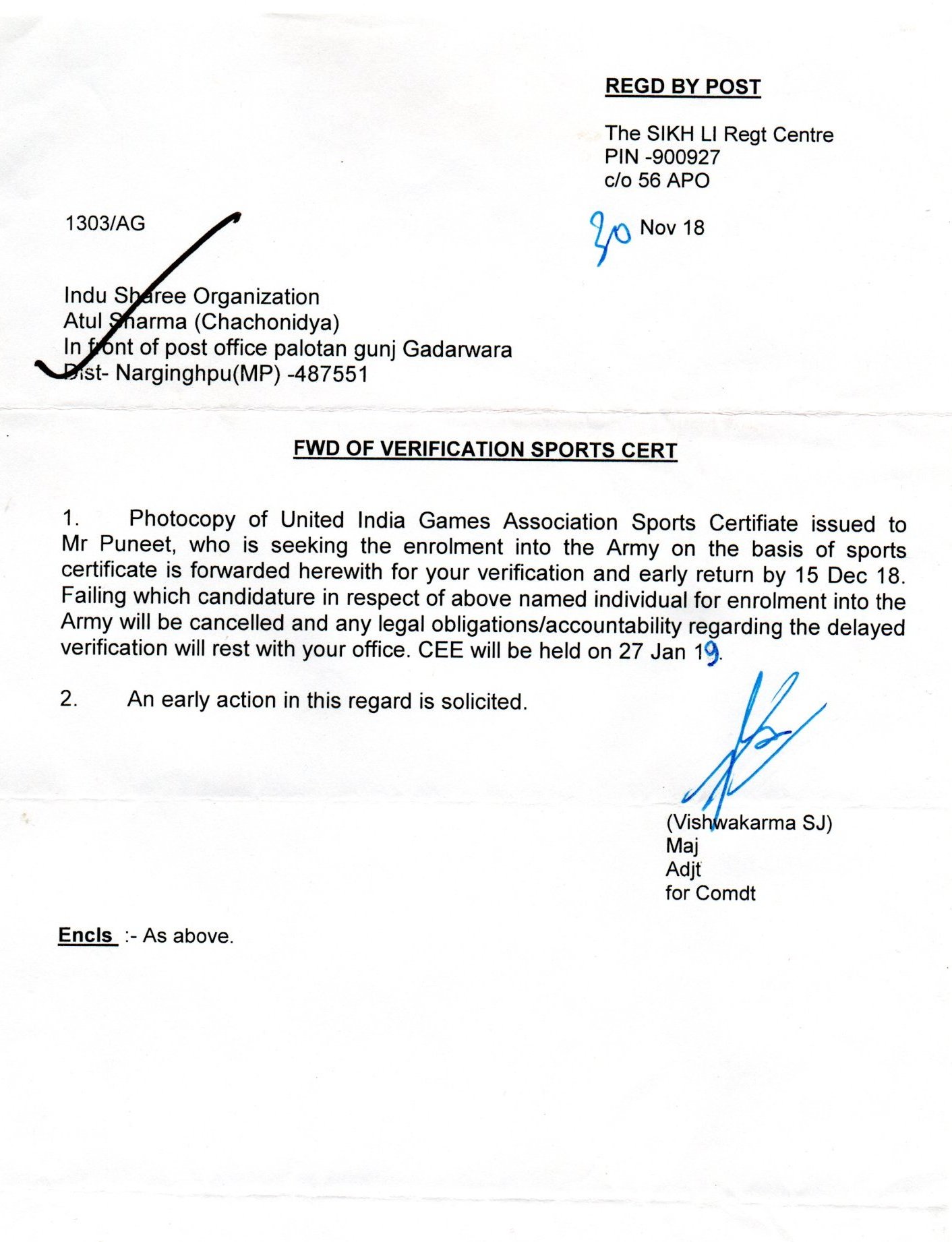 The SIKH LI Regt Centre Farrukhabad, 2018 Uttar Pradesh - PIN - 900927 