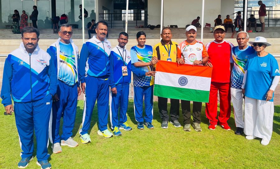 Photo With Indian Flag SBKF International Games 2024 Sri Lanka