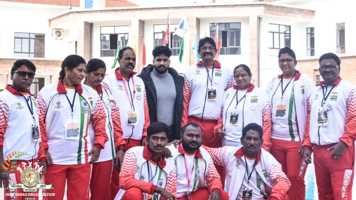 Players With SBKF President Mr. Pankaj Gavale 7th International Games Nepal 2022